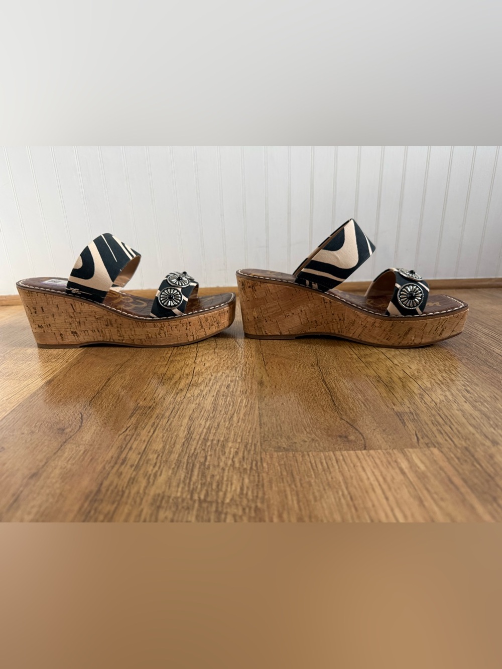 Sam Edelman Abril Platform Wedge Sandals - Zebra Print/Concho - Size 7 - Picture 2 of 7